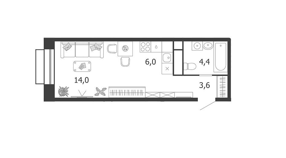 Продаётся студия, 28 м²
