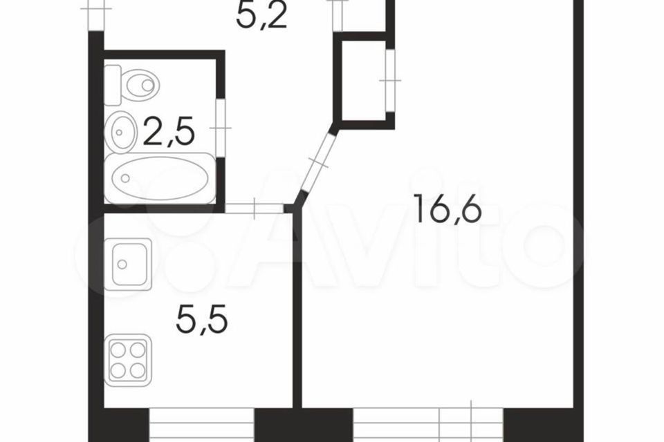 Продаётся 1-комнатная квартира, 30.8 м²