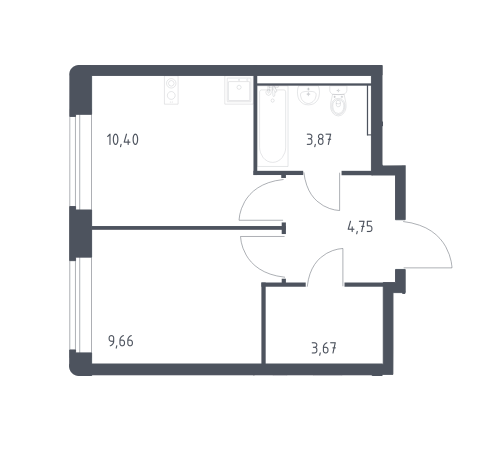 Продаётся 1-комнатная квартира, 32.35 м²