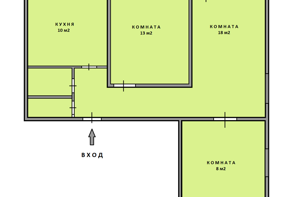 Продаётся 3-комнатная квартира, 57.2 м²