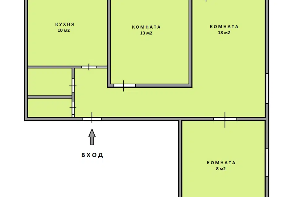 Продаётся 3-комнатная квартира, 57.2 м²