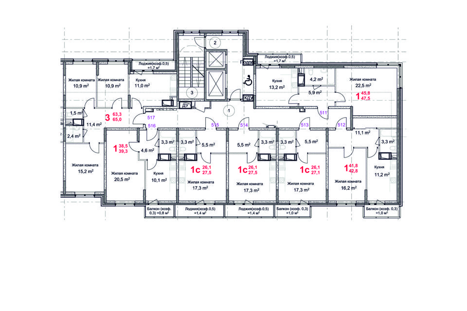 Продаётся 1-комнатная квартира, 42.8 м²