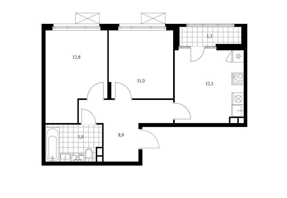 Продаётся 2-комнатная квартира, 51.1 м²