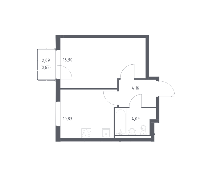 Продаётся 1-комнатная квартира, 36.01 м²