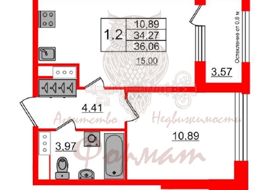 Продаётся 1-комнатная квартира, 33.9 м²