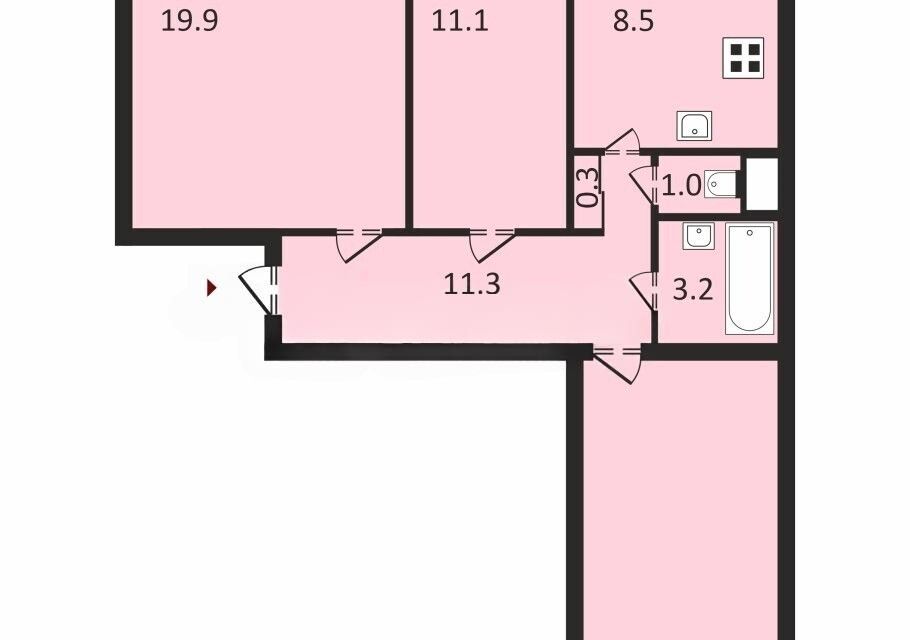 Продаётся 3-комнатная квартира, 74.9 м²