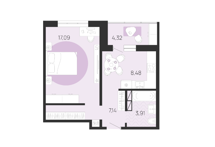 Продаётся 1-комнатная квартира, 38.78 м²