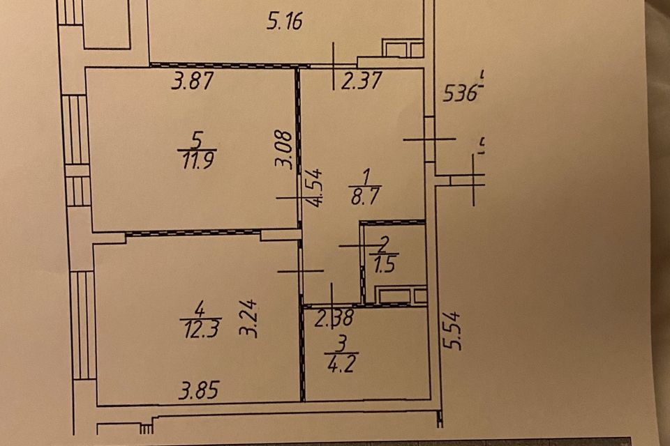 Продаётся 2-комнатная квартира, 55.1 м²