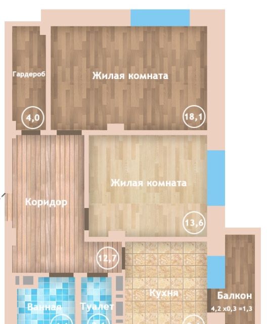 Продаётся 2-комнатная квартира, 66 м²