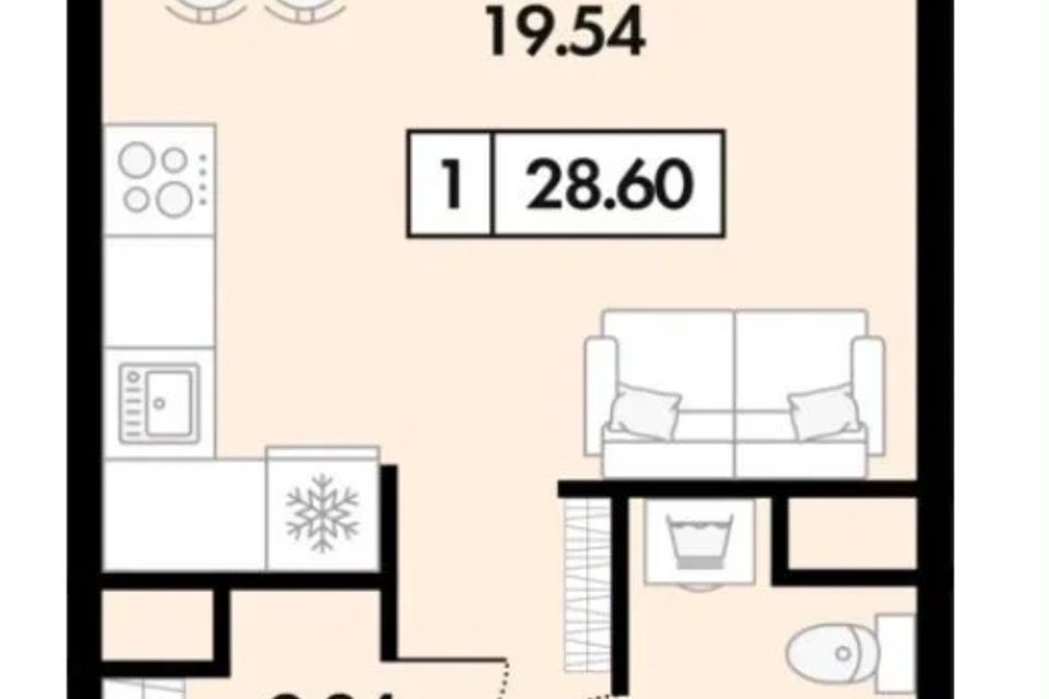 Продаётся студия, 25.9 м²