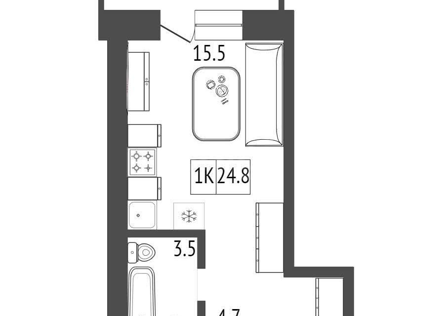 Продаётся студия, 24.8 м²