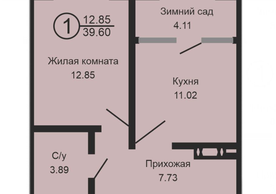 Продаётся 1-комнатная квартира, 38 м²