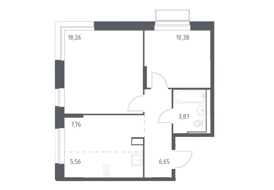 Продаётся 2-комнатная квартира, 52.48 м²