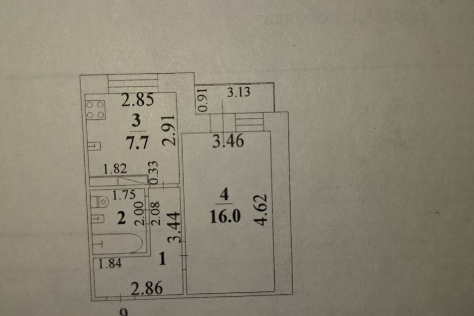Продаётся 1-комнатная квартира, 33.2 м²