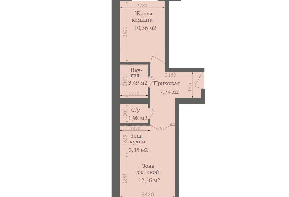 Продаётся 2-комнатная квартира, 39.38 м²