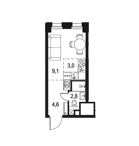 Продаётся студия, 19.5 м²