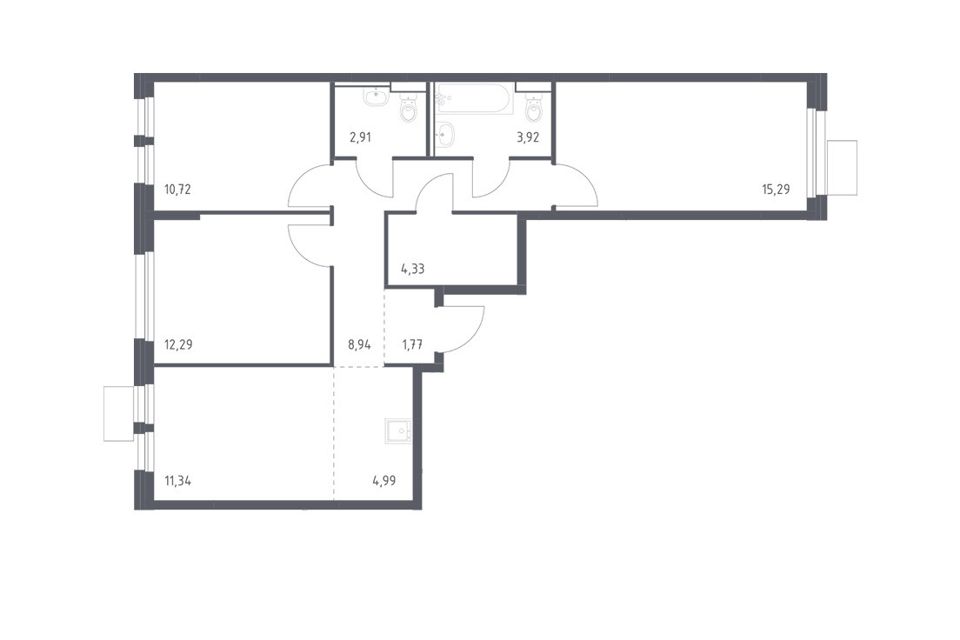 Продаётся 3-комнатная квартира, 76.5 м²