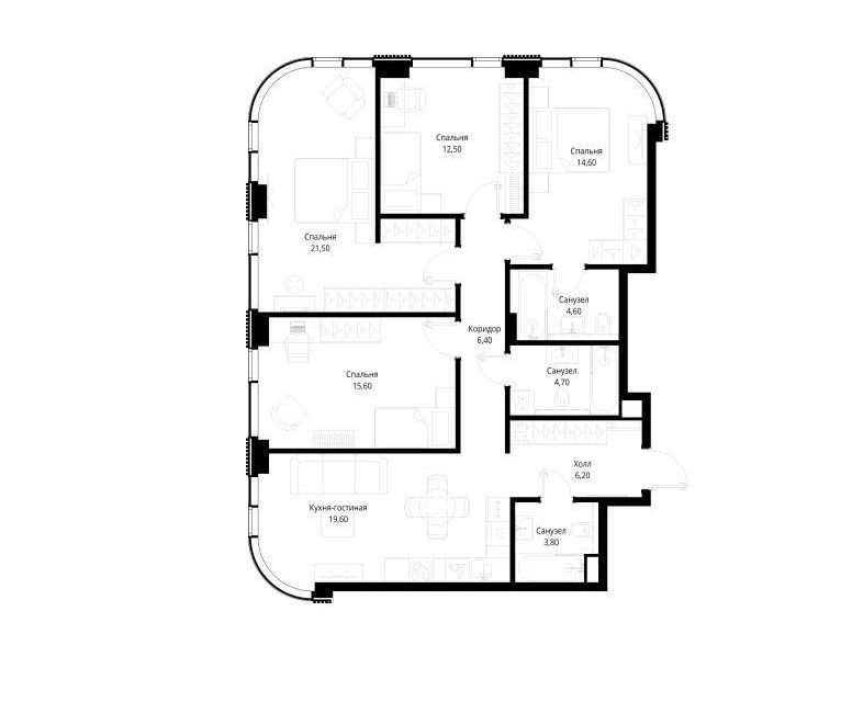 Продаётся 4-комнатная квартира, 109.5 м²