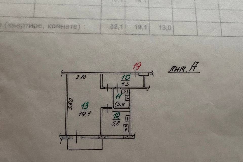 Продаётся 1-комнатная квартира, 32.1 м²