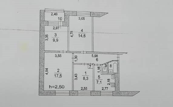 Продаётся 4-комнатная квартира, 68 м²