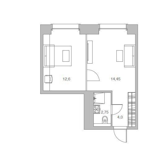 Продаётся 1-комнатная квартира, 33.8 м²
