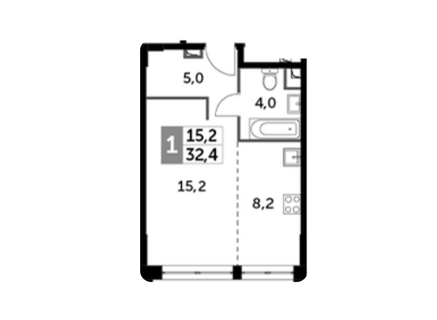 Продаётся студия, 32.4 м²