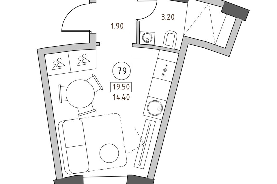 Продаётся студия, 19.5 м²