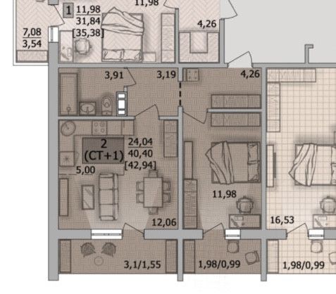Продаётся 2-комнатная квартира, 45 м²