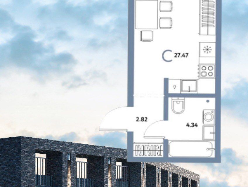 Продаётся студия, 27.47 м²