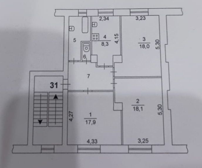 Продаётся 3-комнатная квартира, 78.8 м²