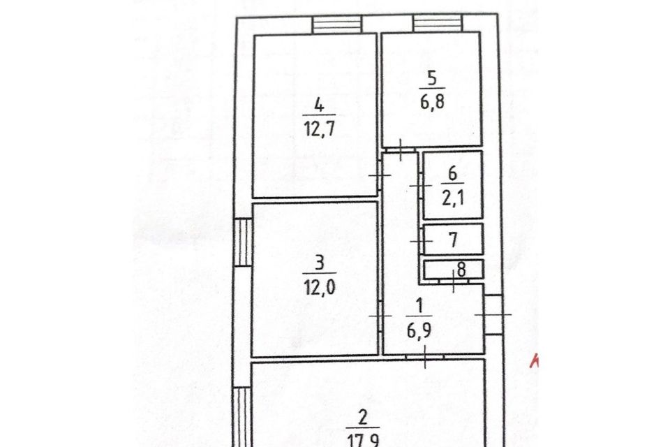 Продаётся 3-комнатная квартира, 60.3 м²