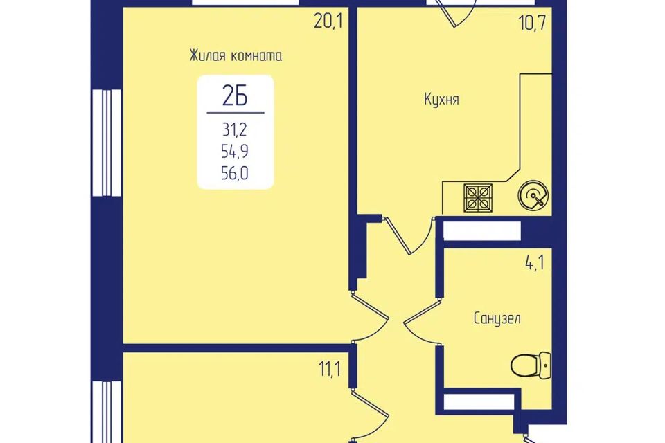 Продаётся 2-комнатная квартира, 56 м²