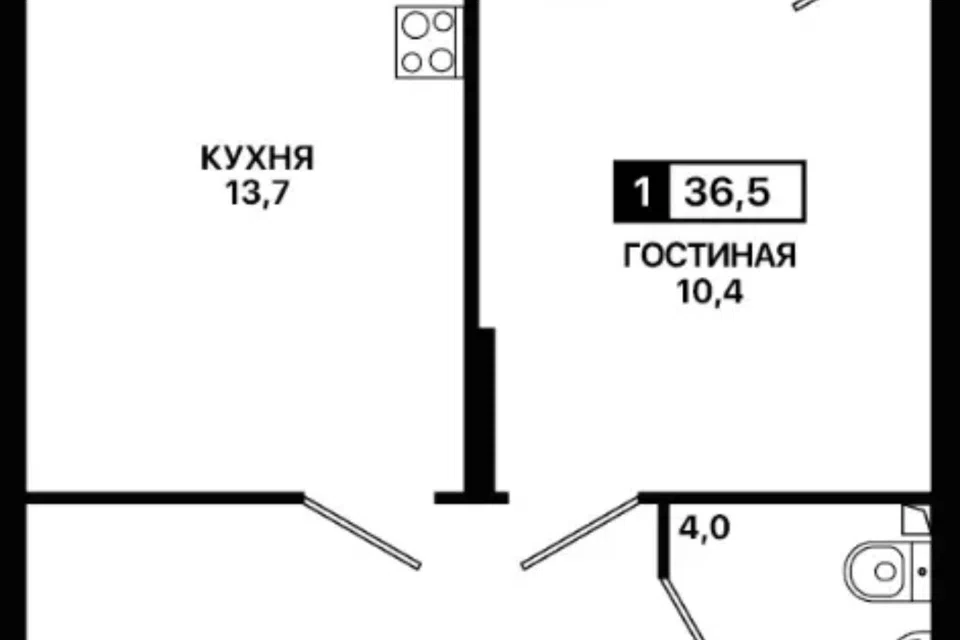Продаётся 1-комнатная квартира, 36.5 м²