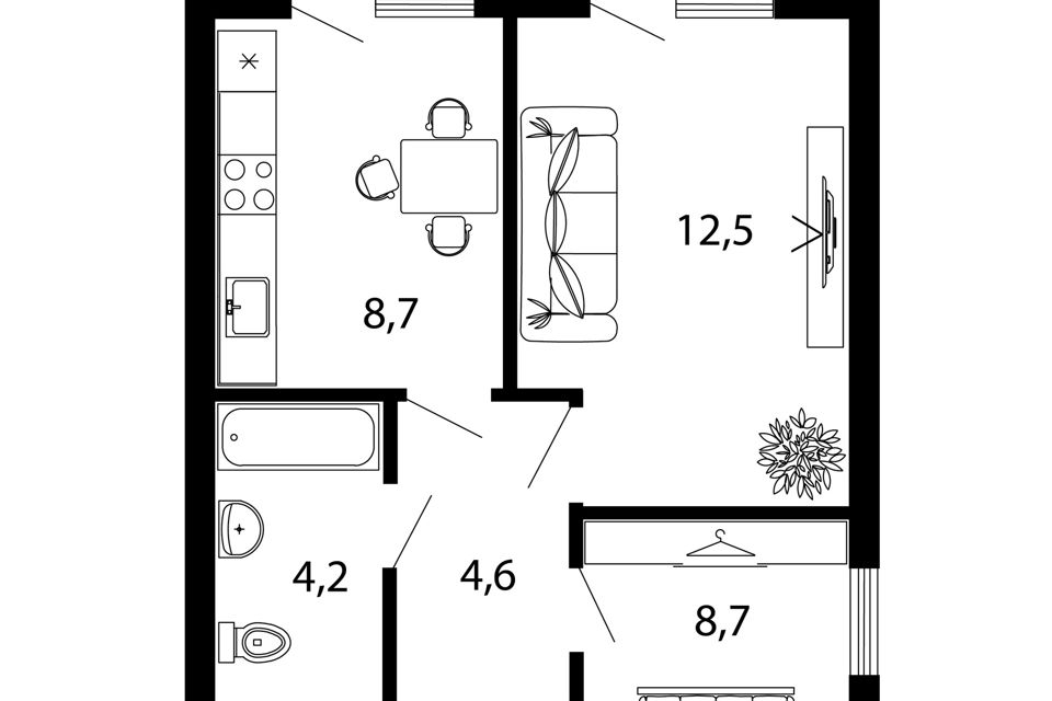 Продаётся 2-комнатная квартира, 39 м²