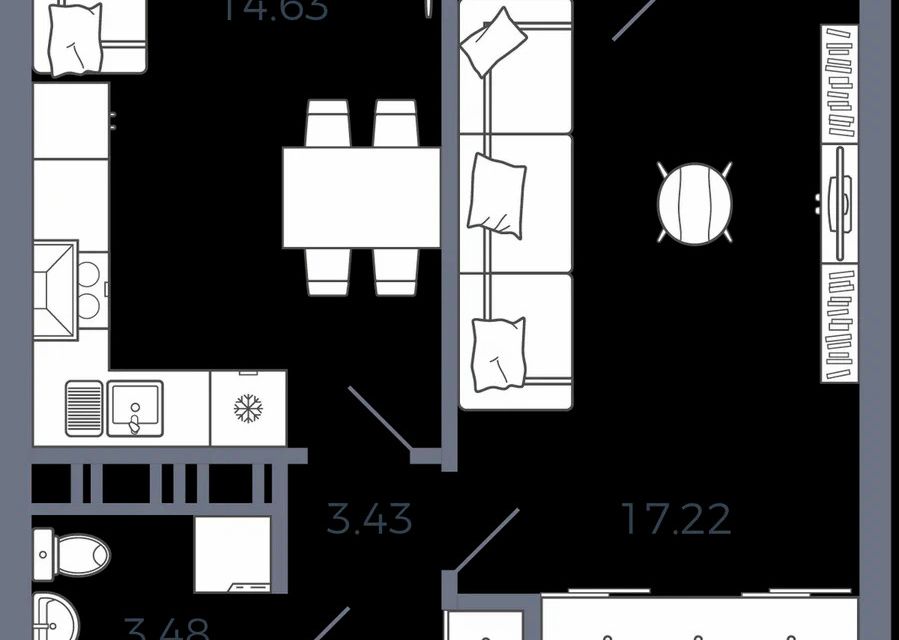 Продаётся 1-комнатная квартира, 40.3 м²