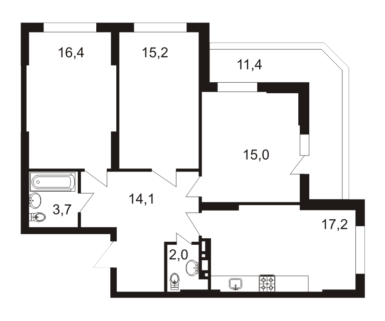Продаётся 3-комнатная квартира, 95 м²