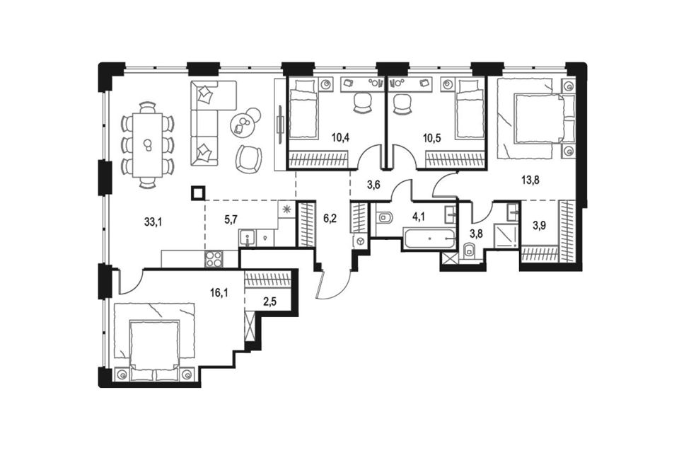 Продаётся 4-комнатная квартира, 113.7 м²