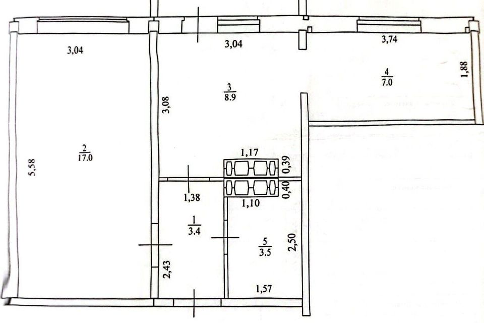 Продаётся 2-комнатная квартира, 42 м²