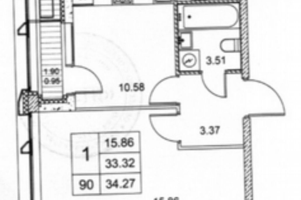 Продаётся 1-комнатная квартира, 34.6 м²