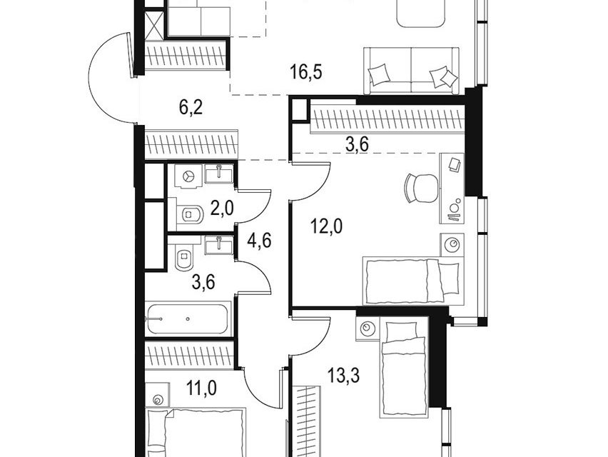 Продаётся 3-комнатная квартира, 77.8 м²