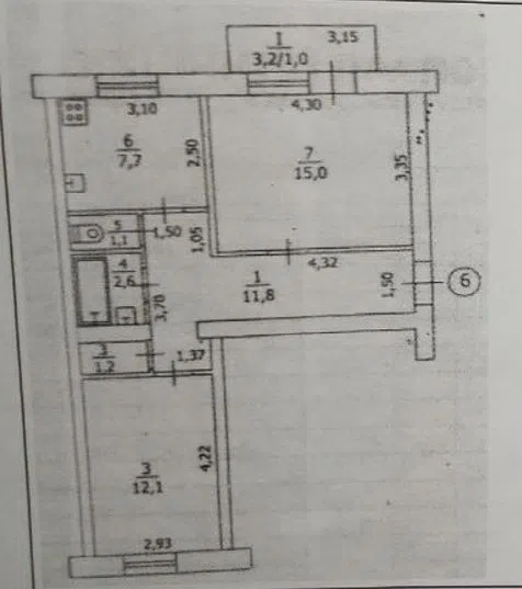 Продаётся 2-комнатная квартира, 51.5 м²