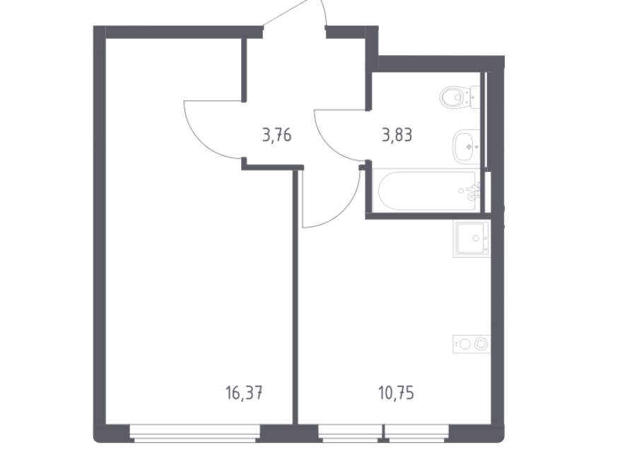 Продаётся 1-комнатная квартира, 34.71 м²