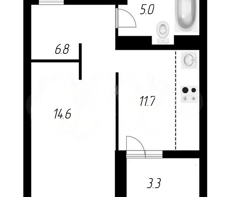 Продаётся 1-комнатная квартира, 38.1 м²