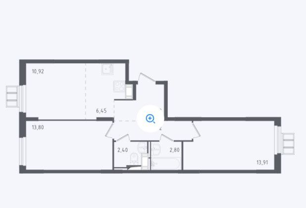 Продаётся 2-комнатная квартира, 59.3 м²