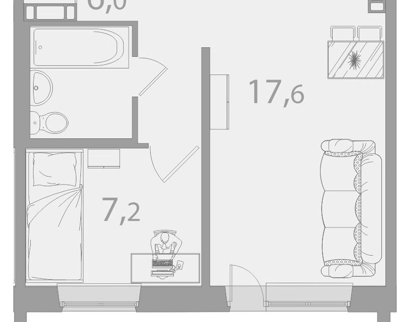 Продаётся 2-комнатная квартира, 38.21 м²