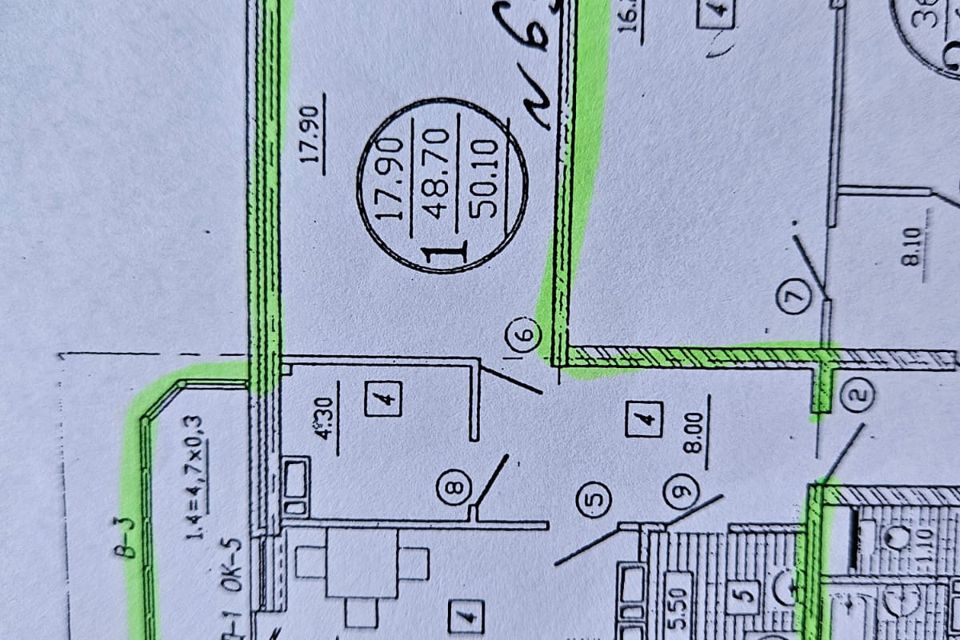 Продаётся 1-комнатная квартира, 49.5 м²