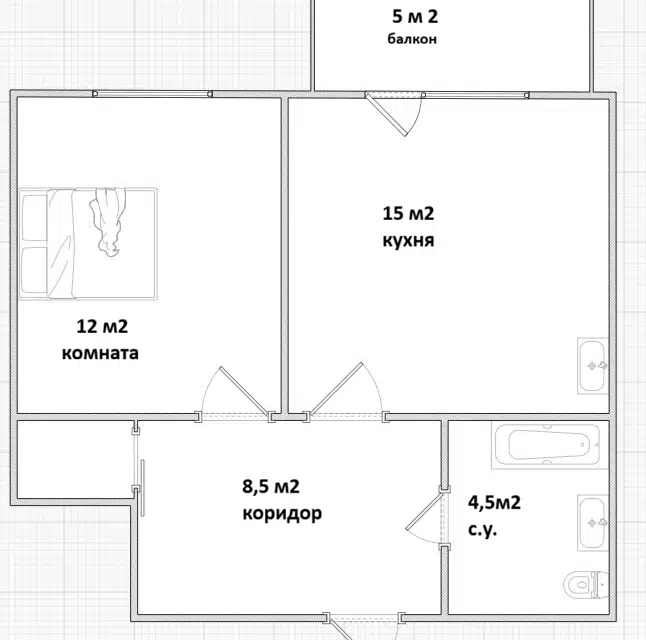 Продаётся 2-комнатная квартира, 45 м²