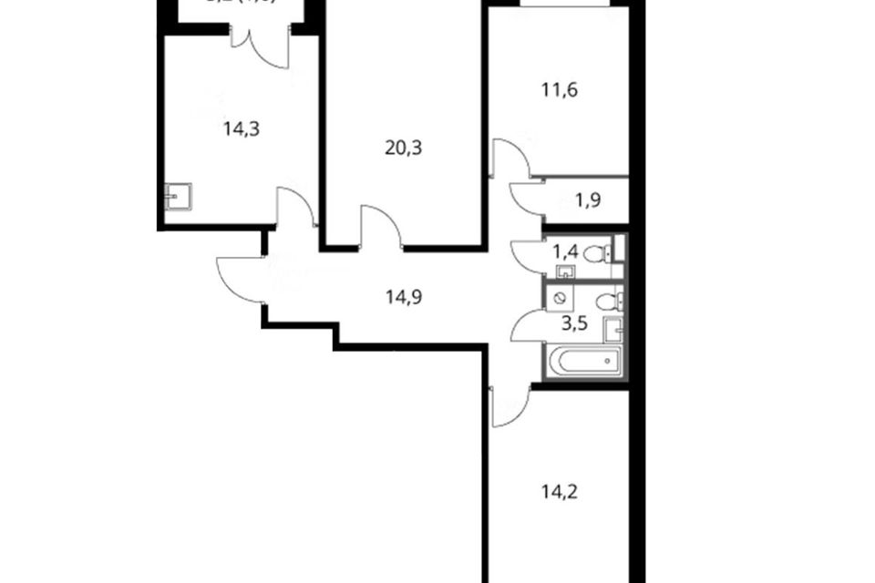 Продаётся 3-комнатная квартира, 83.7 м²