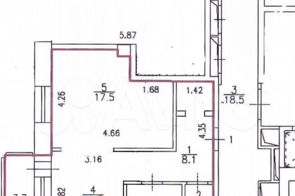 Продаётся 1-комнатная квартира, 43.7 м²