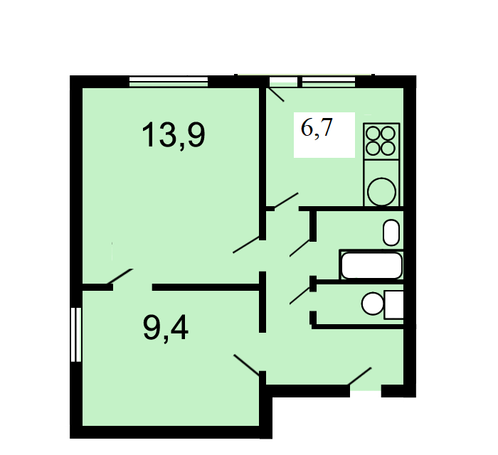 Продаётся 2-комнатная квартира, 38.7 м²